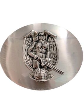 Hunger Games Silver Belt Buckle Oval 3D Fantasy Festival Edgy Y2K Maximalism